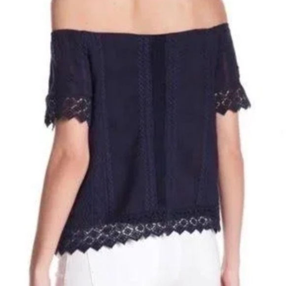 Alice + Olivia Jules Off the Shoulder Navy Top Size Medium - Picture 9 of 9